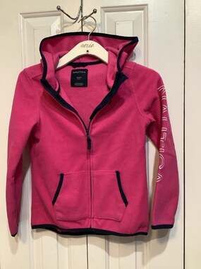 Nautica Girls Pink Fleece Full-Zip Hoodie, Size M (8/10)